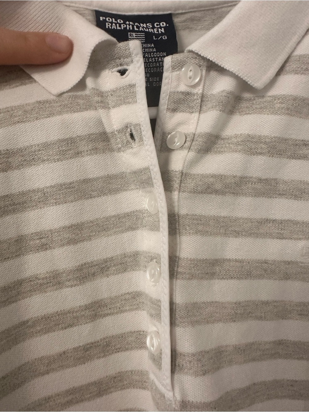 Polo Jeans Co Ralph Lauren Green Striped Cotton Polo Womens L Preppy Athleisure - Picture 5 of 6